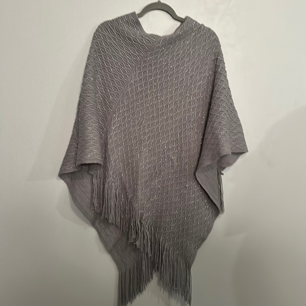Gray poncho with silver sparkles one size fit all